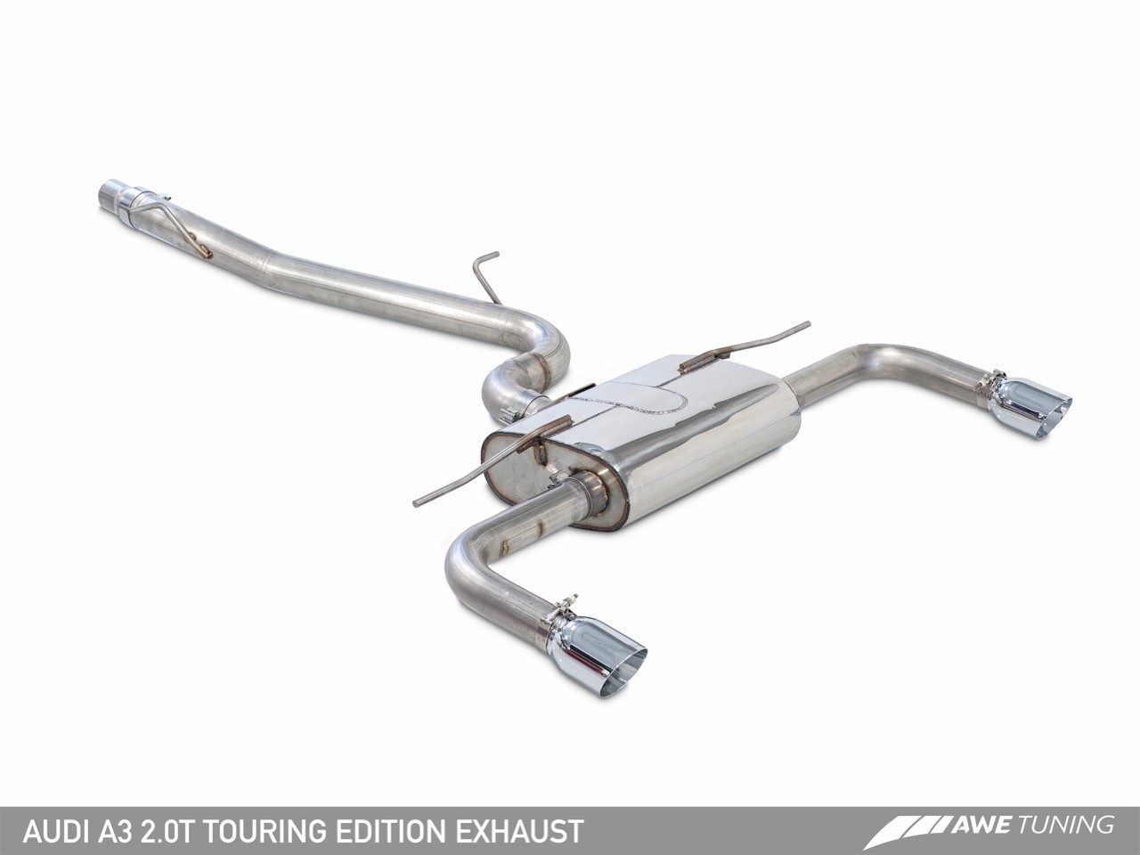 AWE Tuning Audi A3 Saloon 2.0TFSI Touring Edition Exhaust - Chrome Silver Tailpipes - Image 10