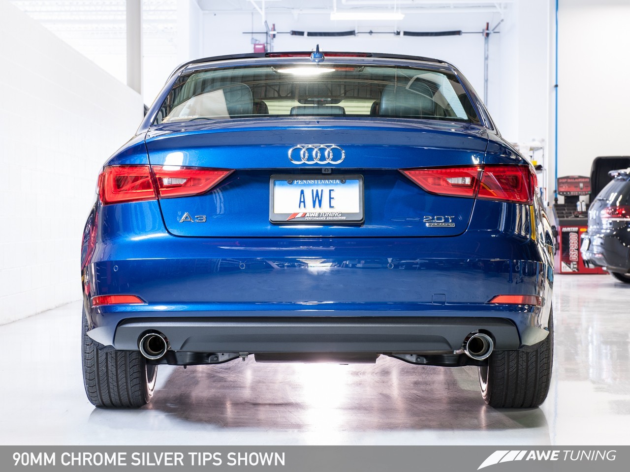 AWE Tuning Audi A3 Saloon 2.0TFSI Touring Edition Exhaust - Chrome Silver Tailpipes - Image 2