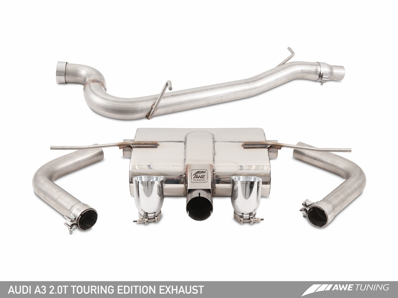 AWE Tuning Audi A3 Saloon 2.0TFSI Touring Edition Exhaust - Chrome Silver Tailpipes