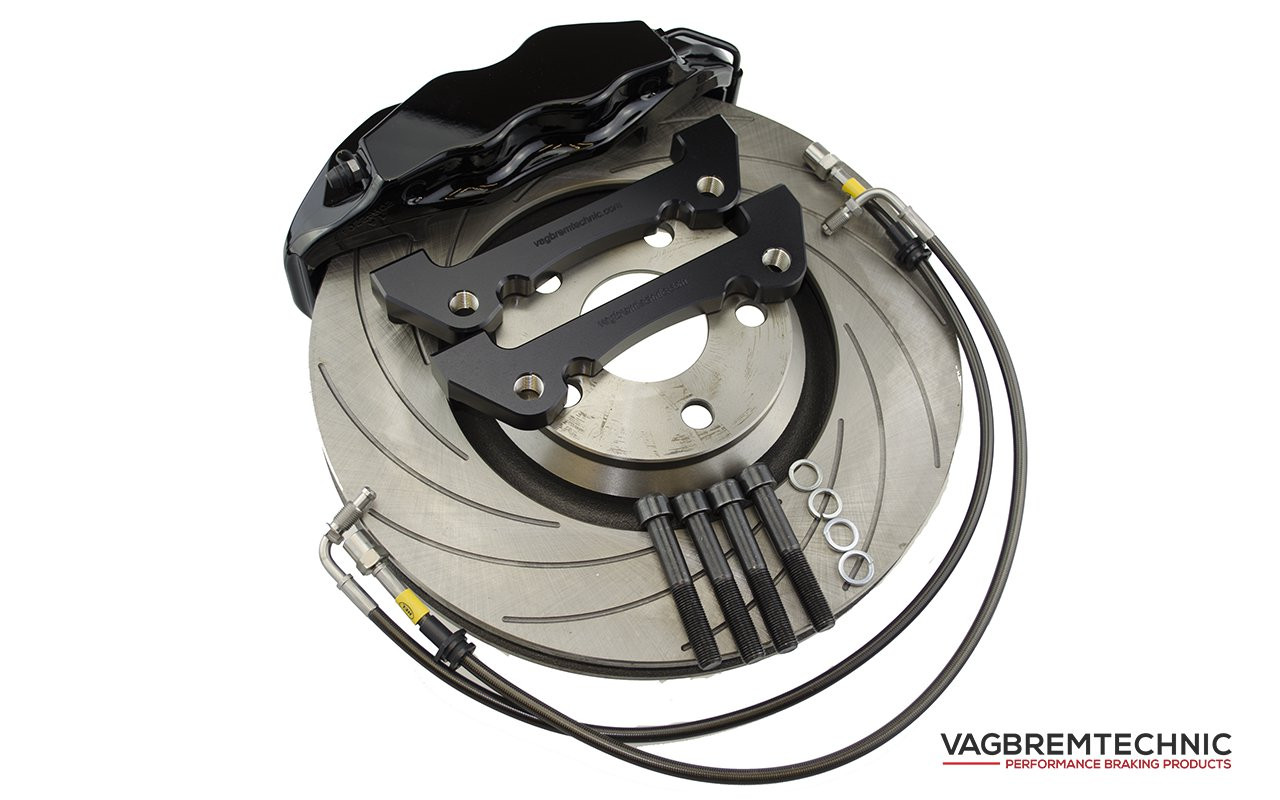 Vagbremtechnic Front Brake Kit - 4 Piston Brembo Caliper - 340x30mm OE 1 Piece Discs - PQ35 / MQB - Image 4