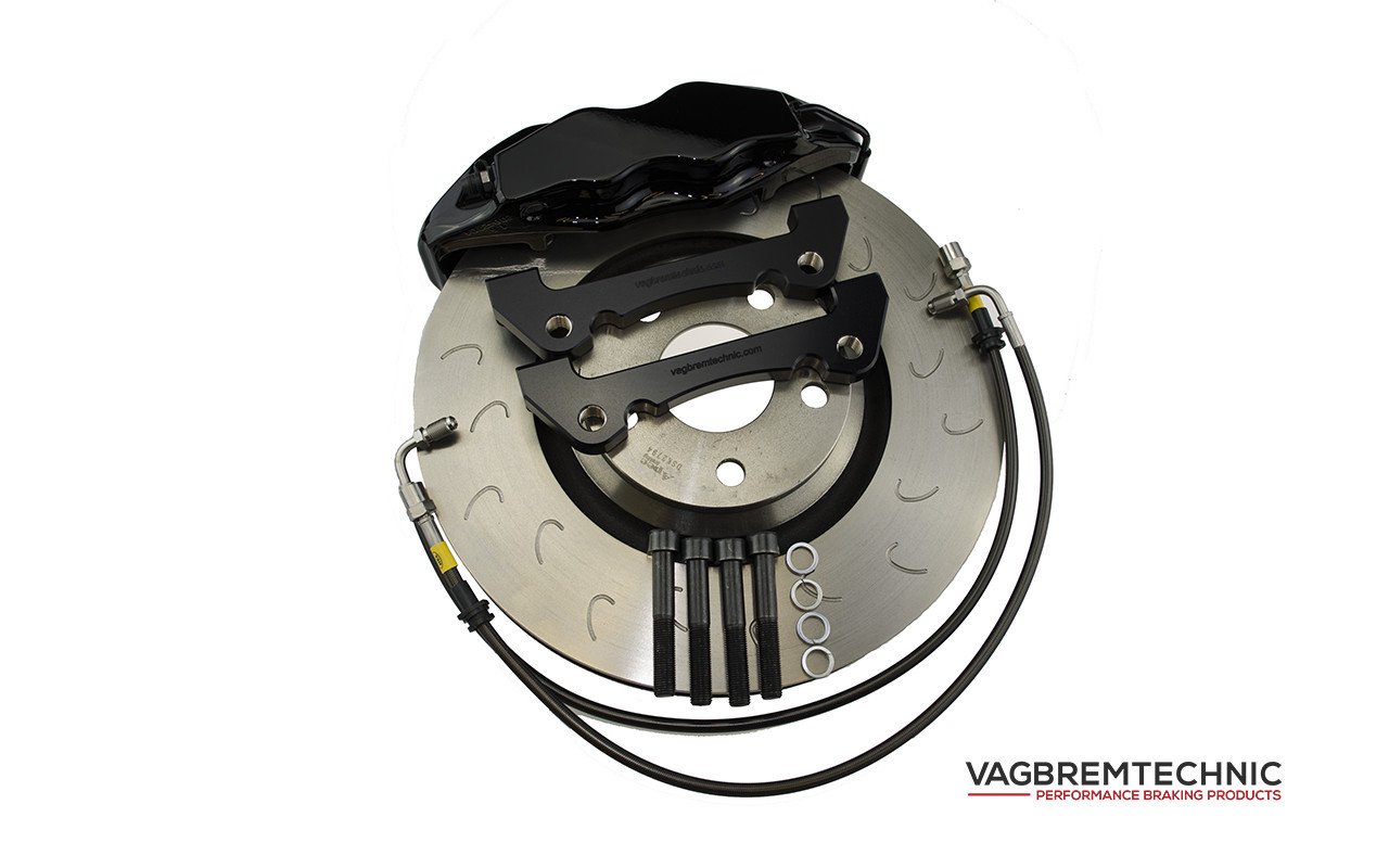 Vagbremtechnic Front Brake Kit - 4 Piston Brembo Caliper - 340x30mm OE 1 Piece Discs - PQ35 / MQB - Image 2